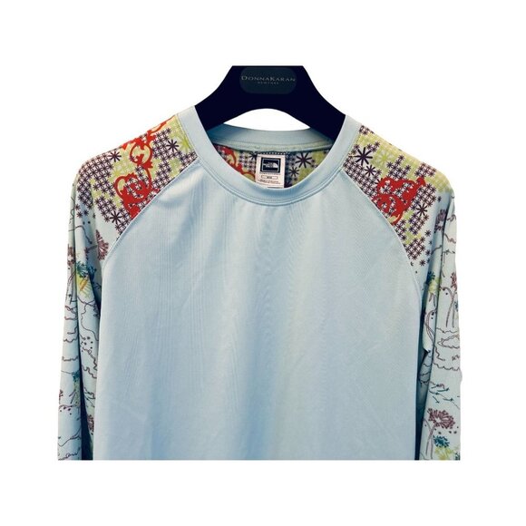 The North Face Size Med Rush Guard Top in Blue Tropical Design Sleeves - Picture 2 of 8